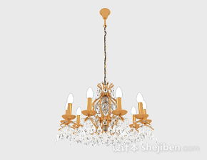 精致歐式風(fēng)格金屬燭臺狀水晶吊燈3D模型免費(fèi)下載